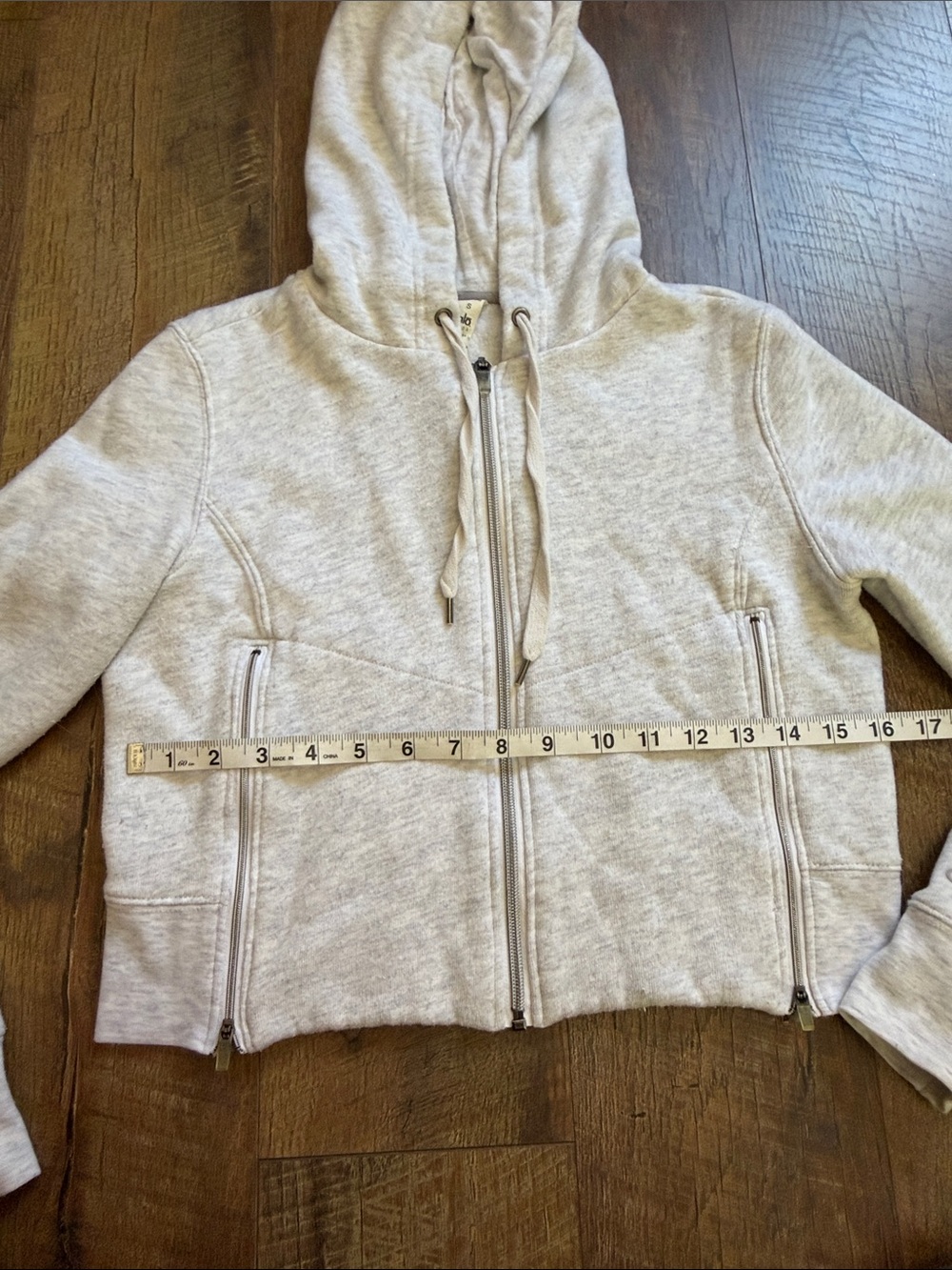 ALO Yoga Light Heather Gray Hooded Zip-Up Jacket - Picture 5 of 7
